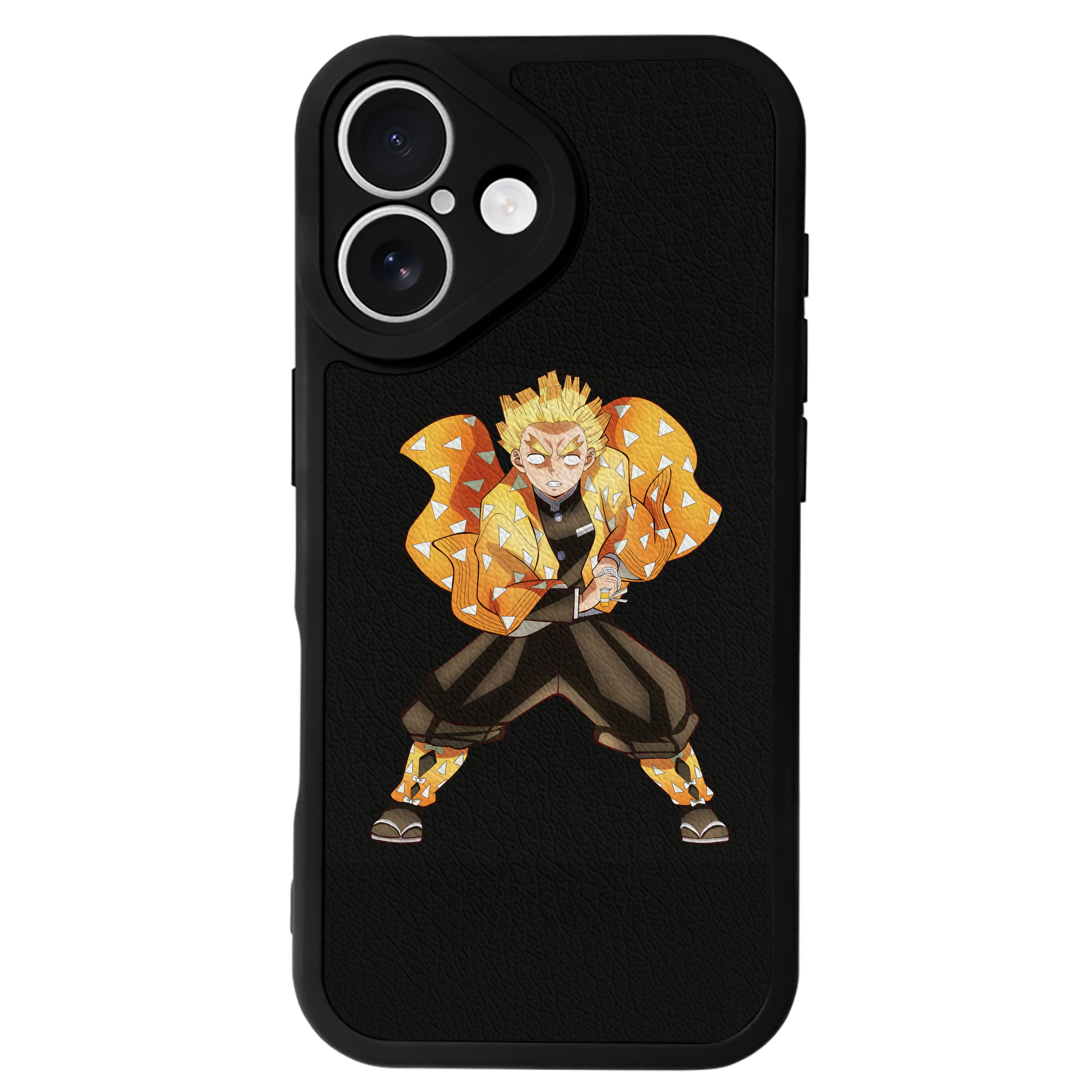 （画像用） 鬼滅の刃（きめつのやいば）我妻 善逸／あがつま ぜんいつ Agatsuma Zenitsu 【iPhone 16シリーズ対応】シリコンスマホケース（レザー調） 材質：シリコン